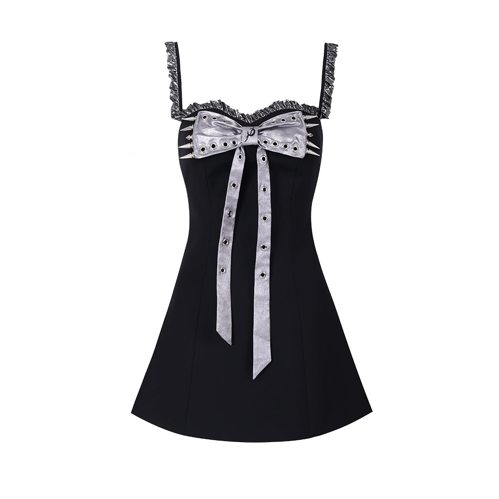 PINKSPINK Lolita Bow Mini Dress - Black/Grey