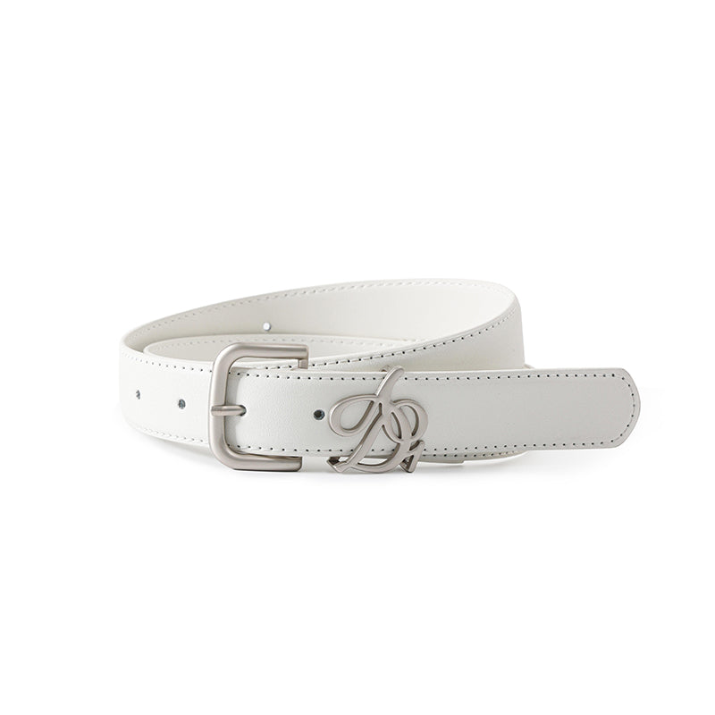 Luxury Leather Logo Belt: Designer Slim Strap with Signature Buckle