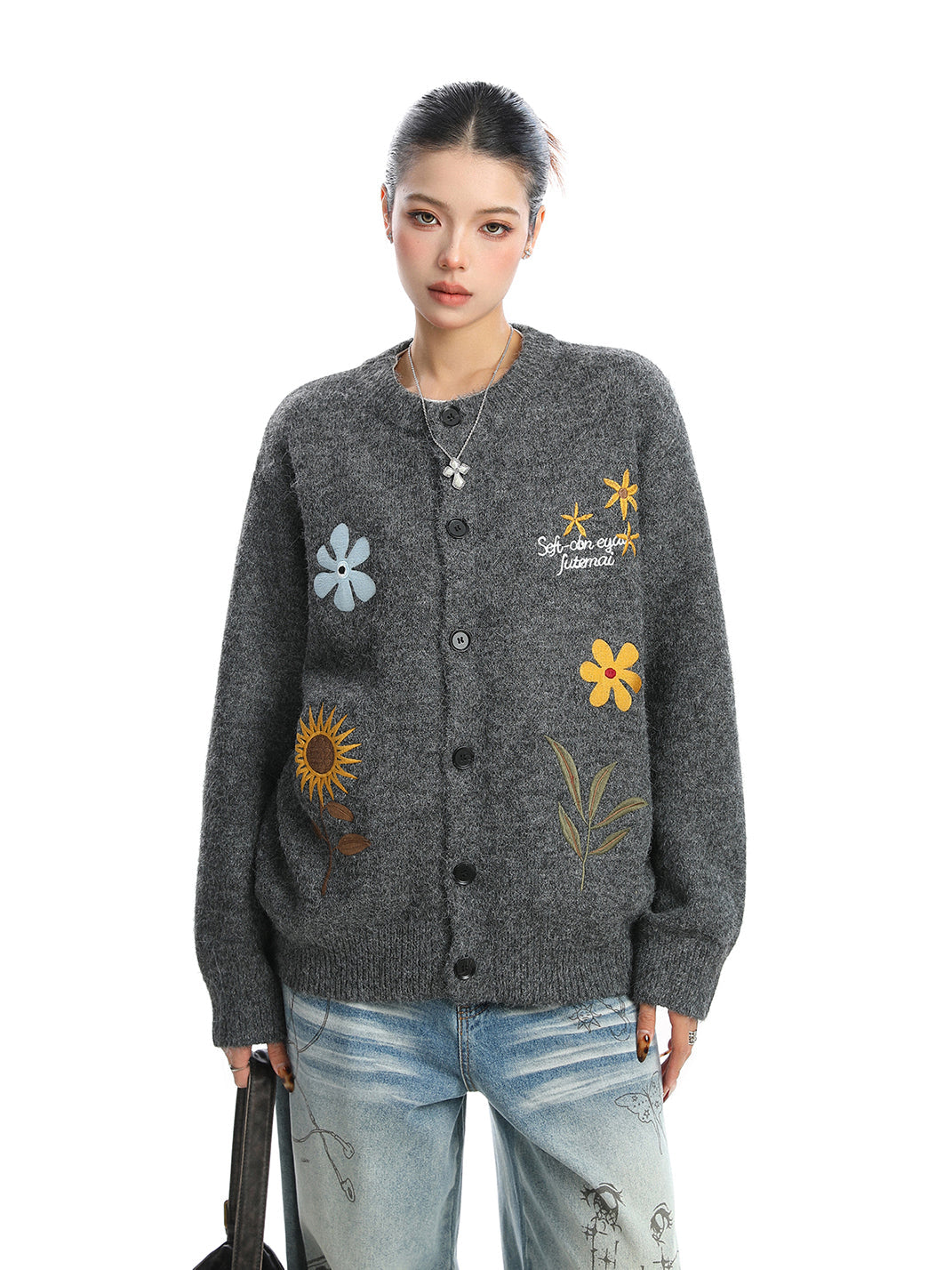 Retro Floral Embroidered Cardigan