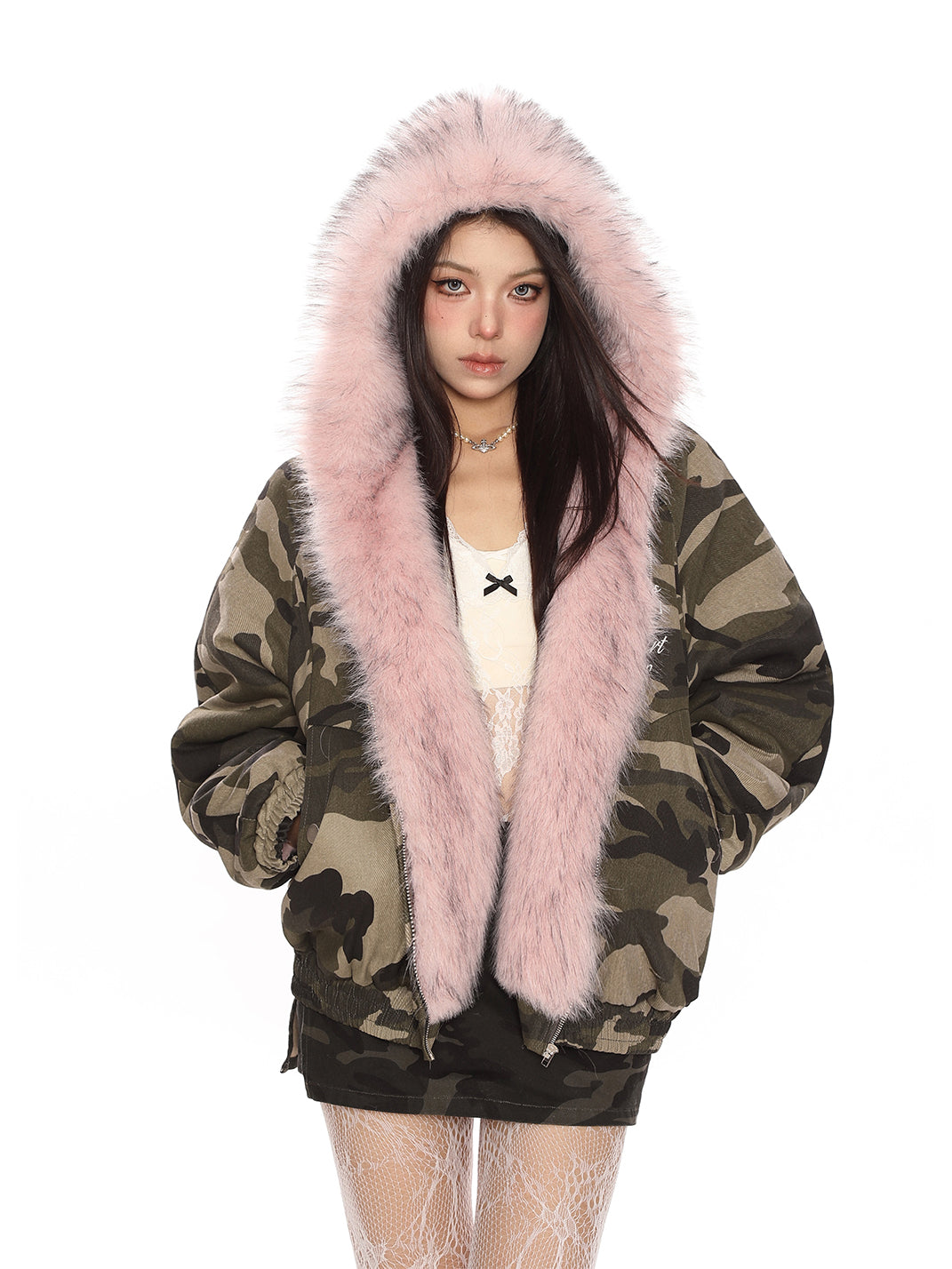 Reversible Fur Hooded Puffer Jacket