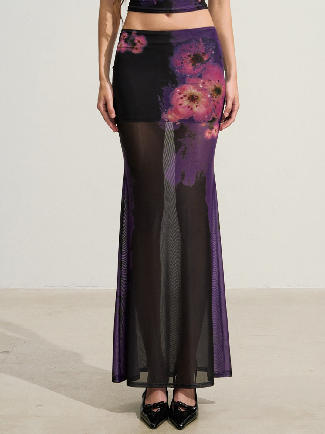 Gradient Floral Mesh Two-Piece Set