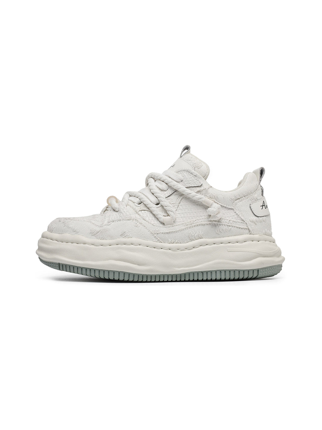 Frayed Fabric Wavy Sole Chunky Sneakers