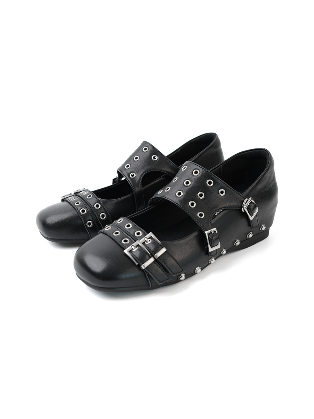 Black Leather Mary Jane Flats