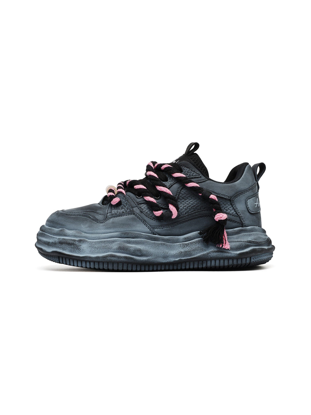 Frayed Fabric Wavy Sole Chunky Sneakers