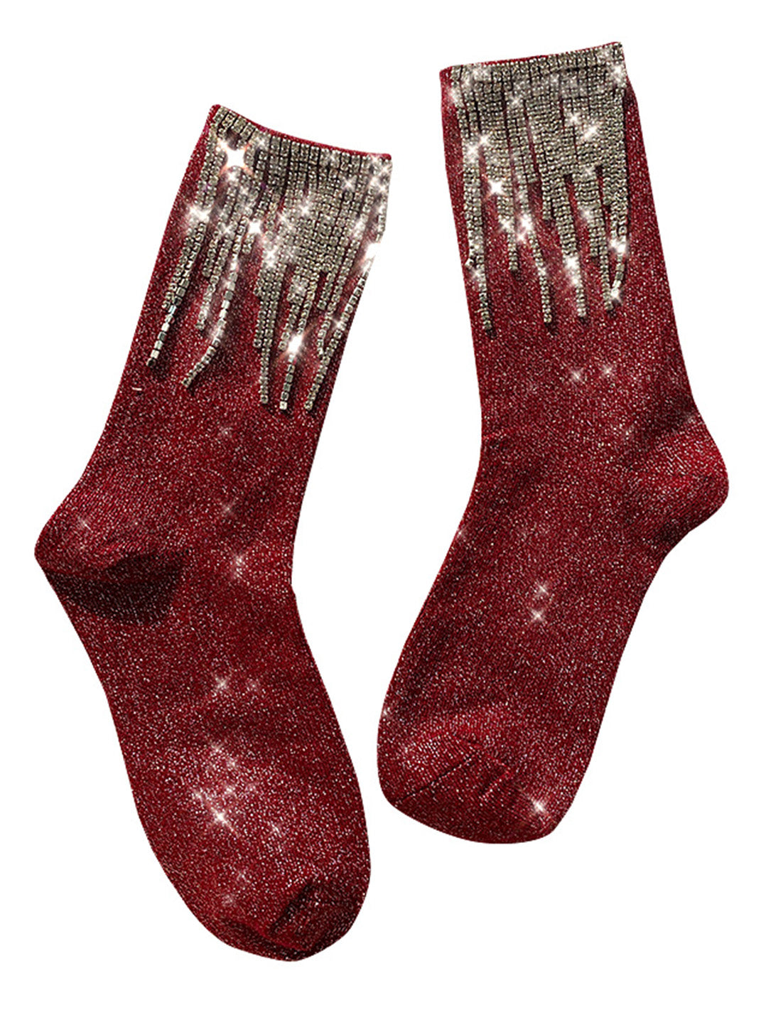 Shiny Rhinestone Tassel Mid-calf Socks