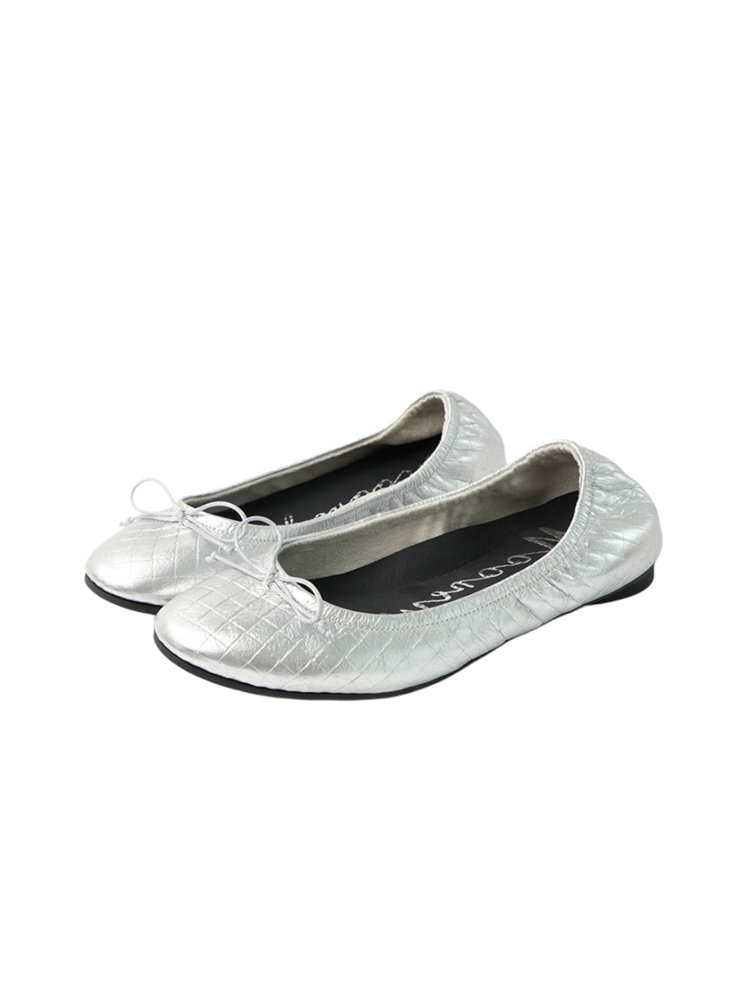 Blue Bow Detail Quilted Ballet Flats