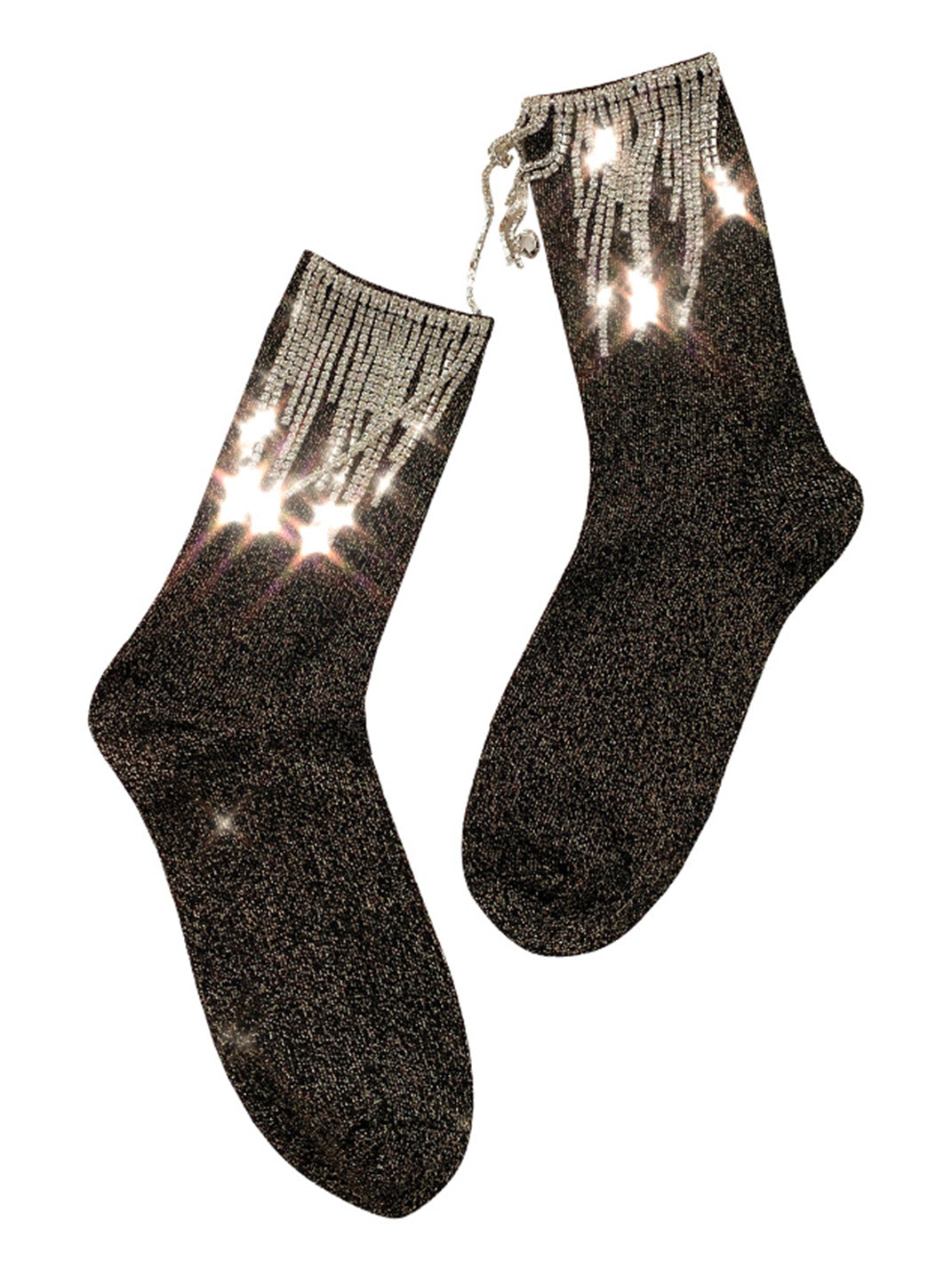 Shiny Rhinestone Tassel Mid-calf Socks