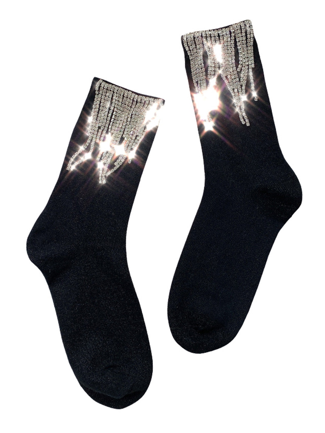 Shiny Rhinestone Tassel Mid-calf Socks