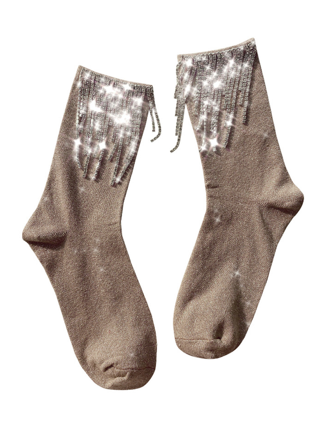 Shiny Rhinestone Tassel Mid-calf Socks