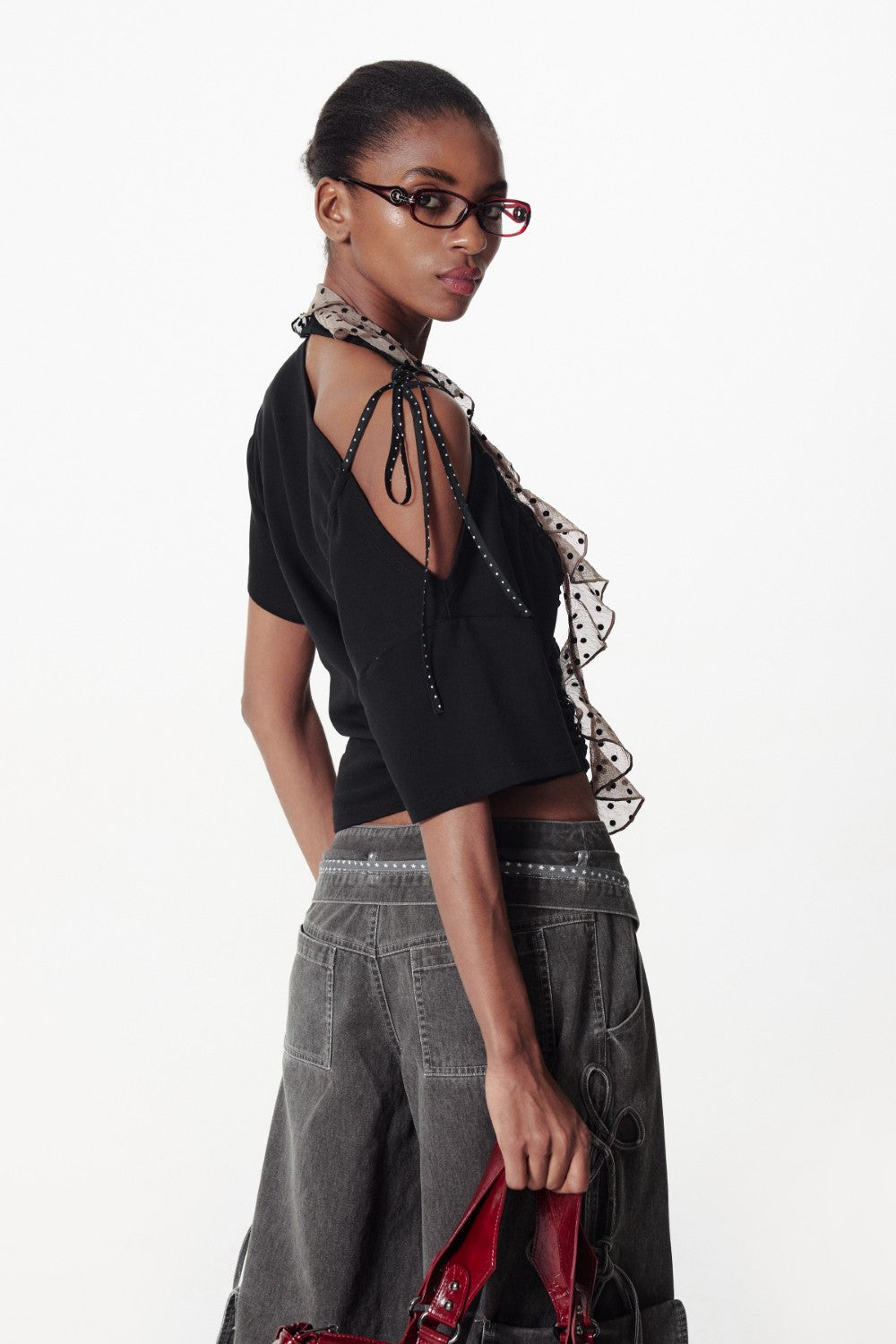 Asymmetric Ruched Top with Side Strap