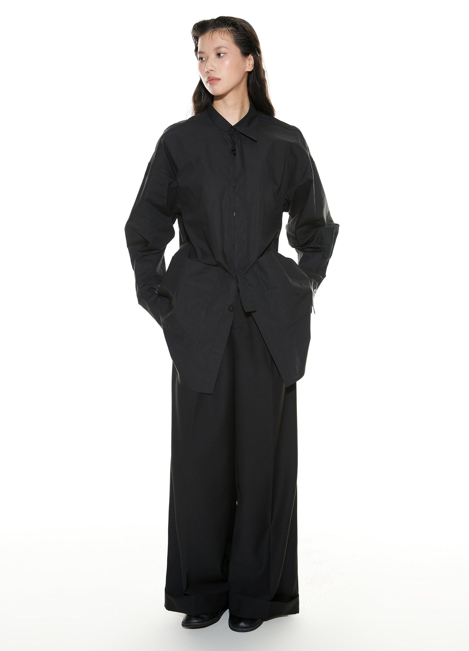 Wide-Leg Cuffed Suit Pants - chiclara