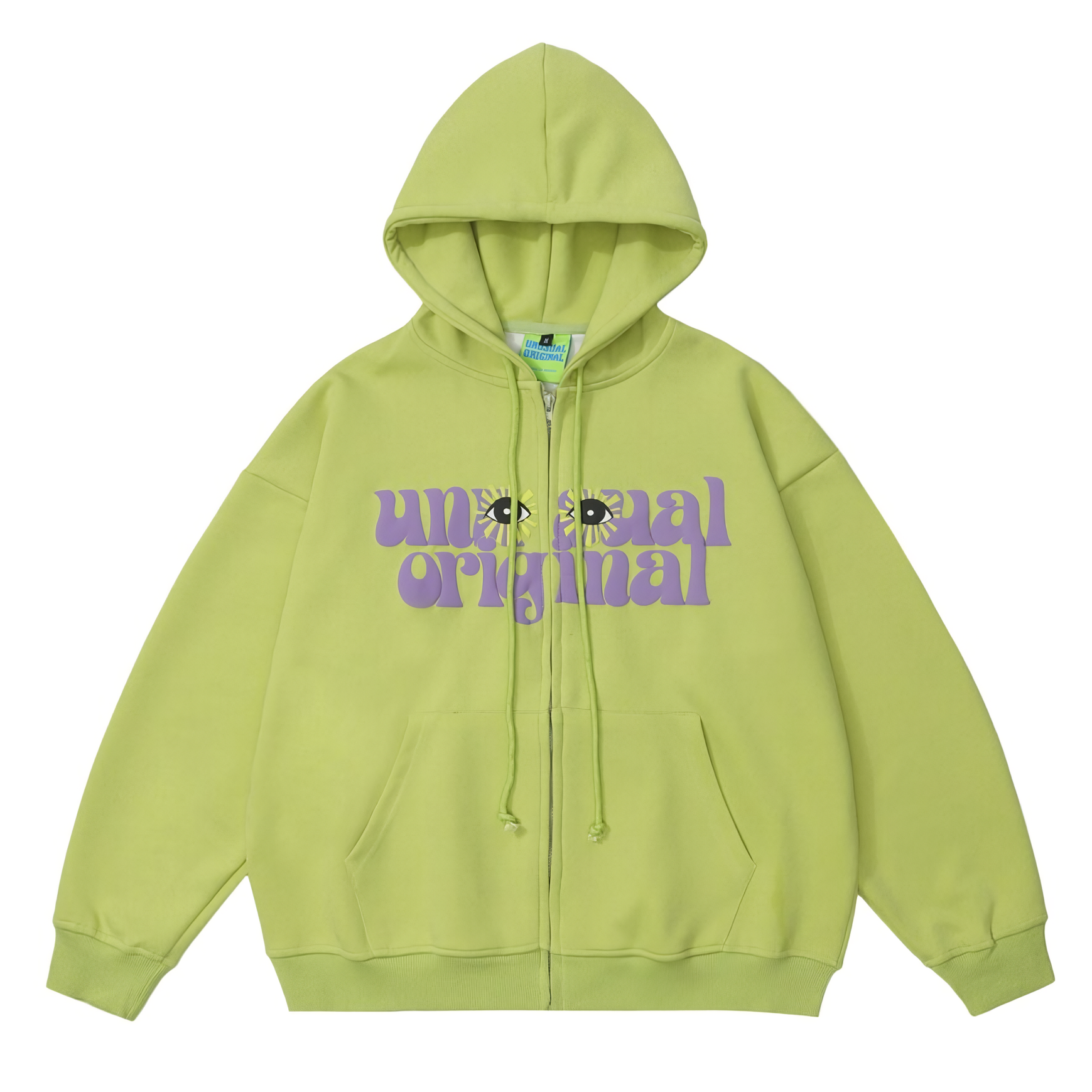 Lime Green Graphic Zip Hoodie