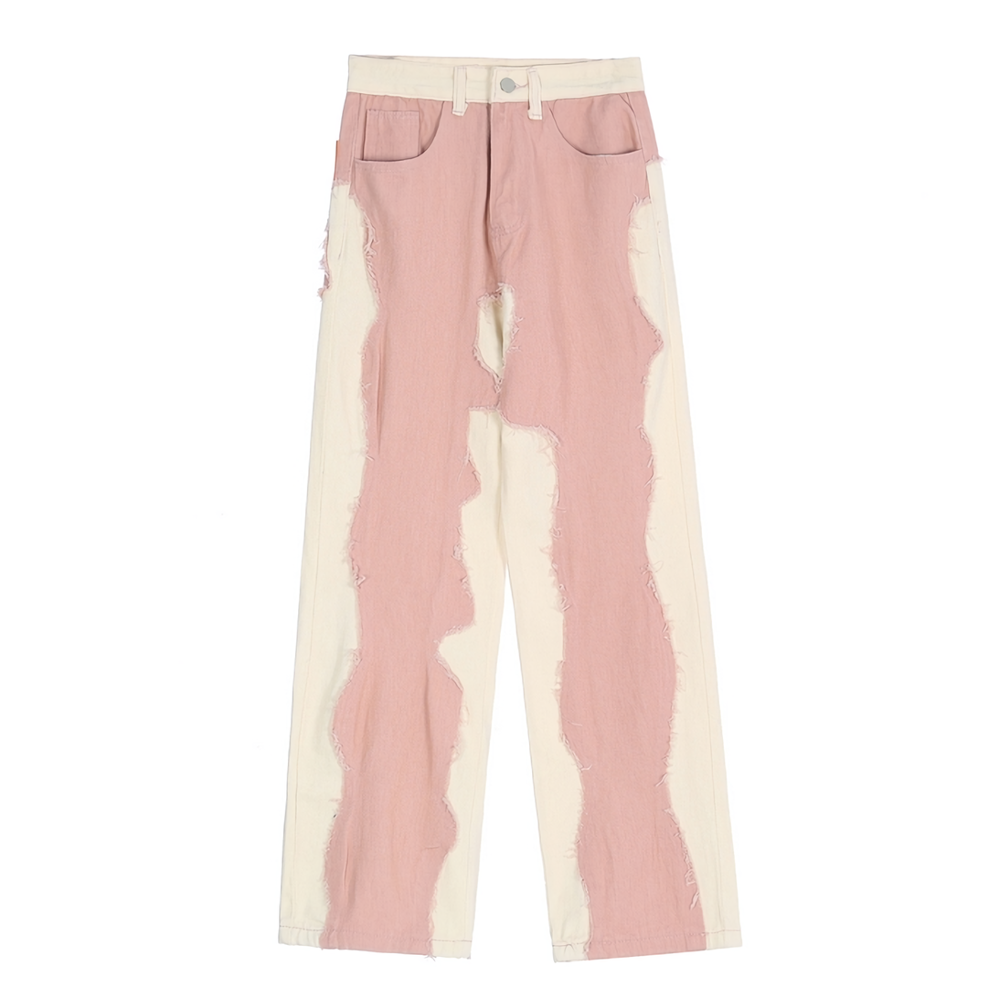 Jeans de fusión de mezclilla de ajuste de doble tono