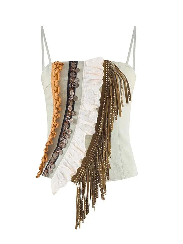 Ruffle Lace Boho Corset Top