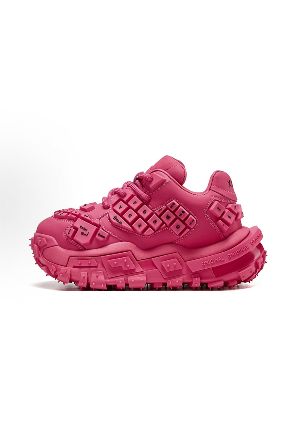 Pink and Red Chunky Keyboard Dad Sneakers