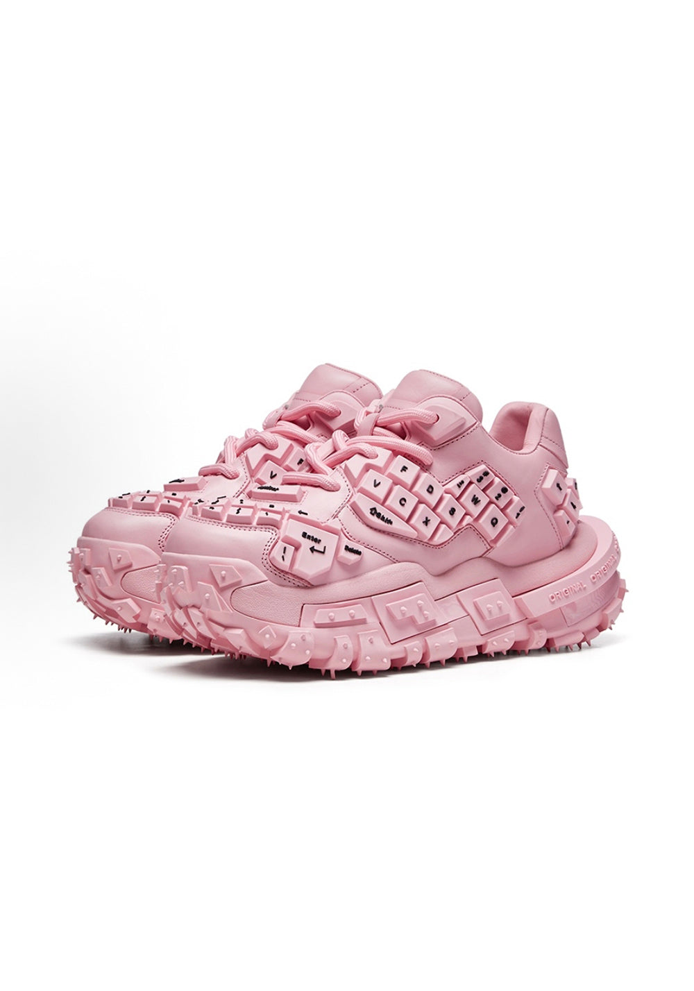Pink and Red Chunky Keyboard Dad Sneakers