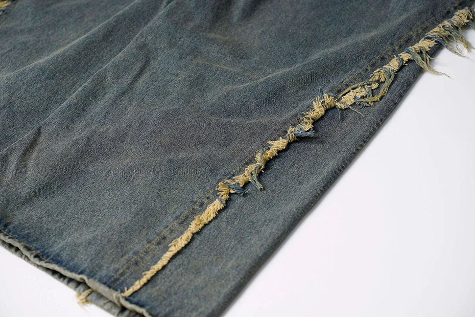 Artisan Hem Cross-Stitched Denim Flares Jeans