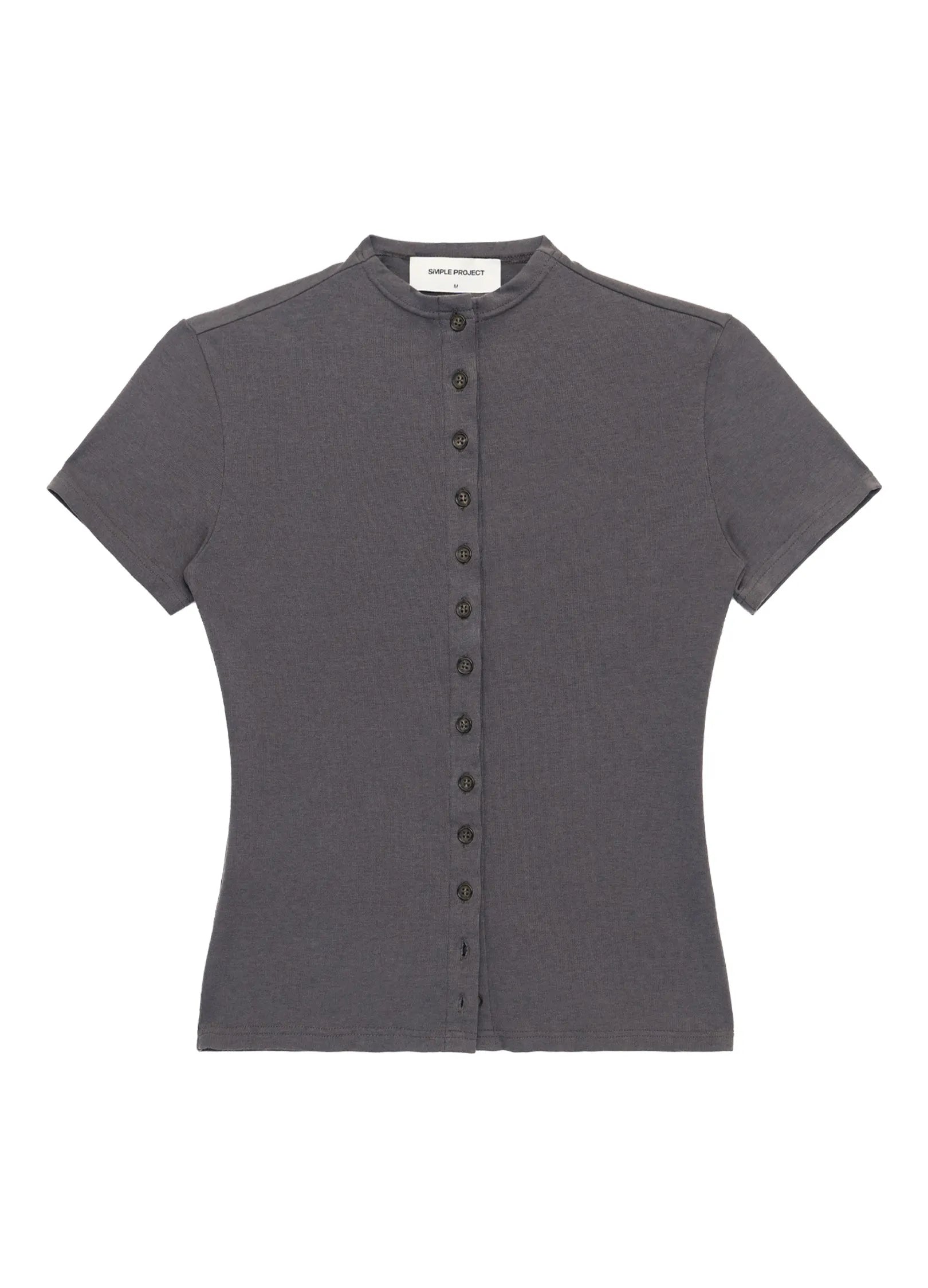 Button Front Mock Neck Top