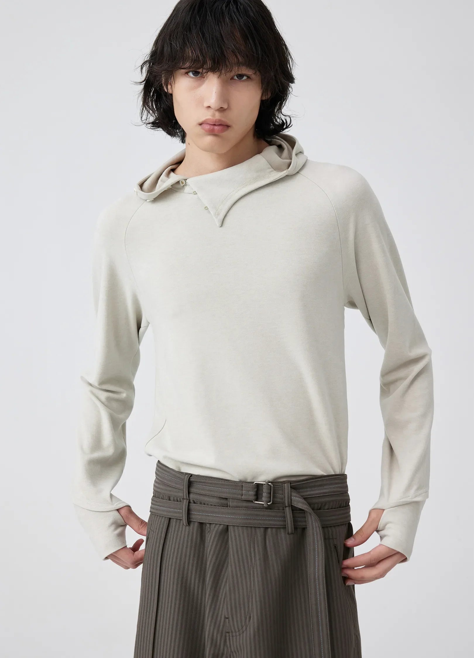 Classic Slit Collar Cotton Sweater