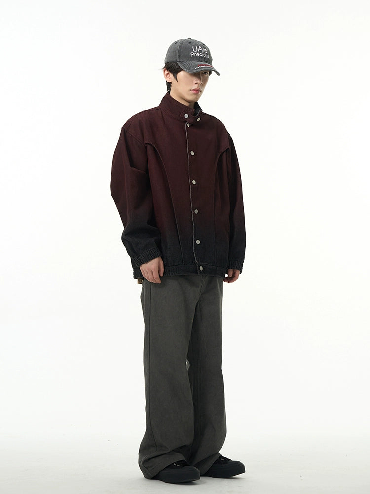 Modern Standing-Collar Denim Jacket - chiclara