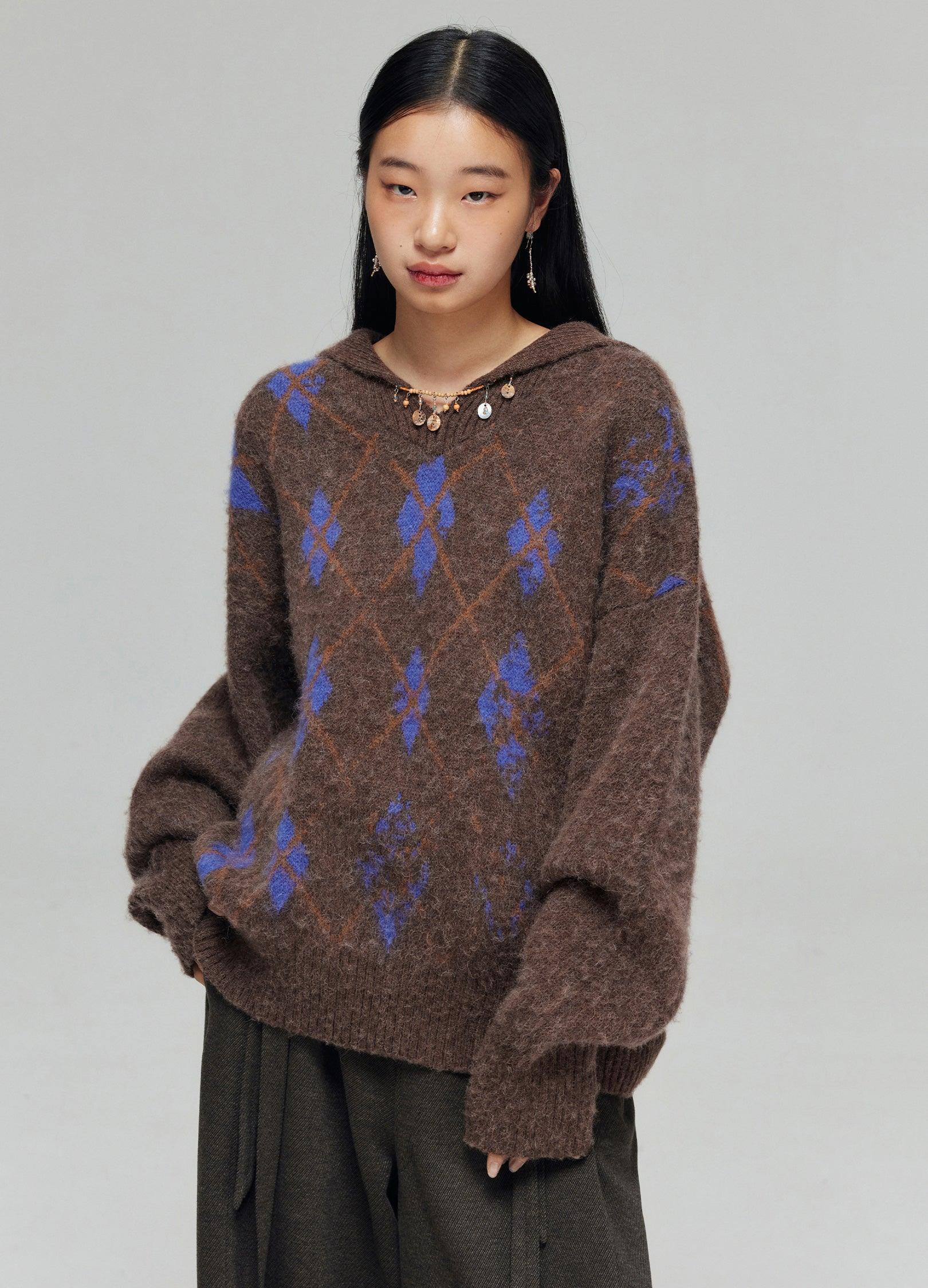 Cozy Tartan Patterned Wool Blend Hoodie - chiclara