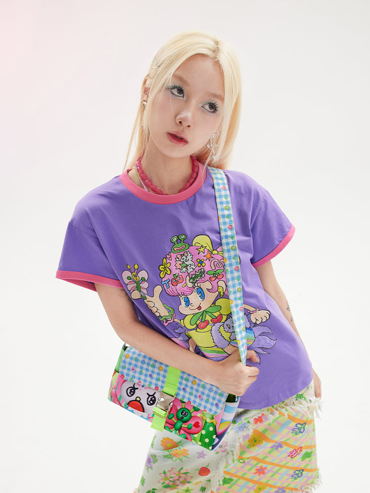 Purple Butterfly Girl Ringer Tee