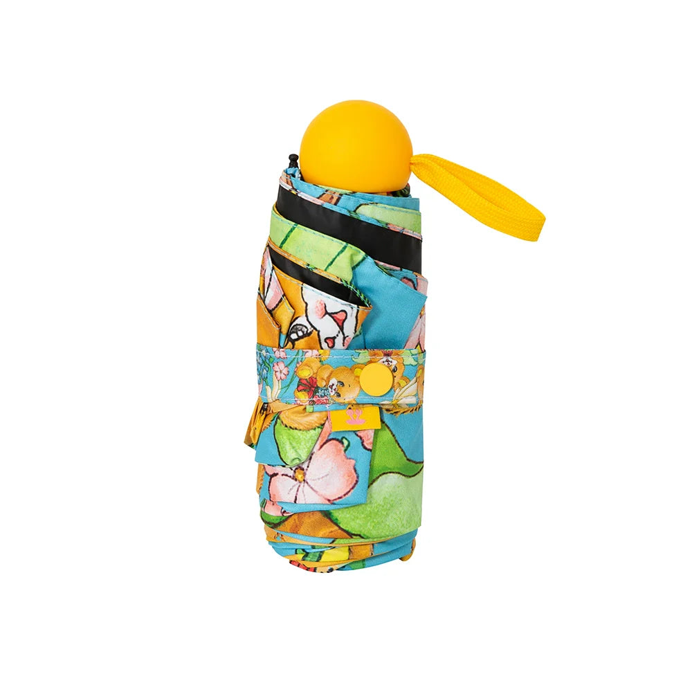Teddy Bear Floral Print Sun Umbrella