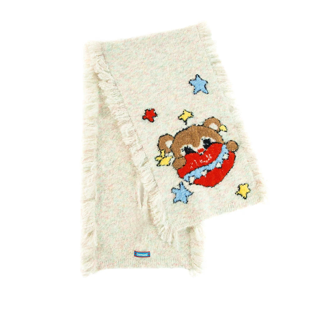 Flying Bear Star Knit Scarf