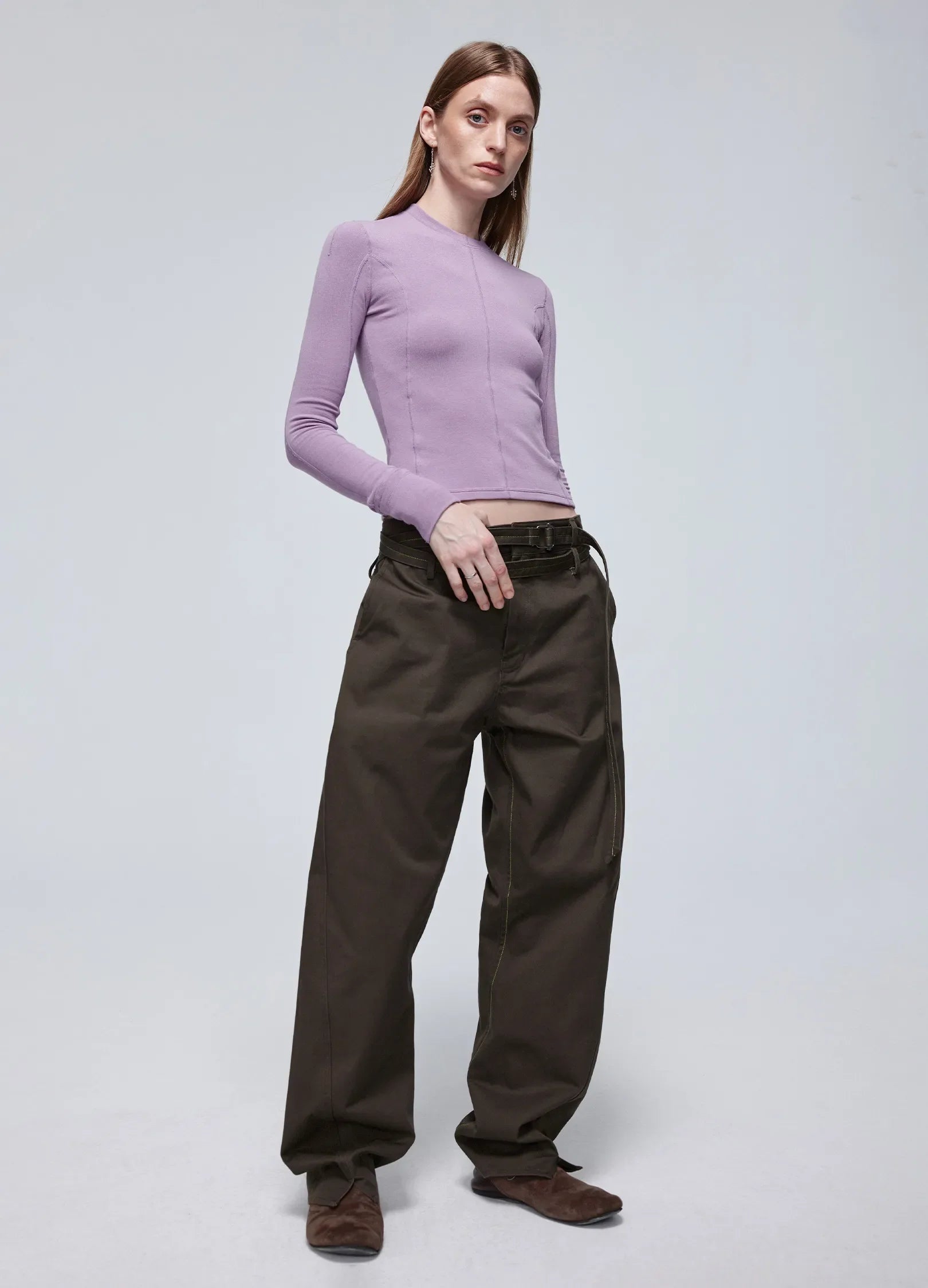 Twisted Belt Wide-leg Trousers