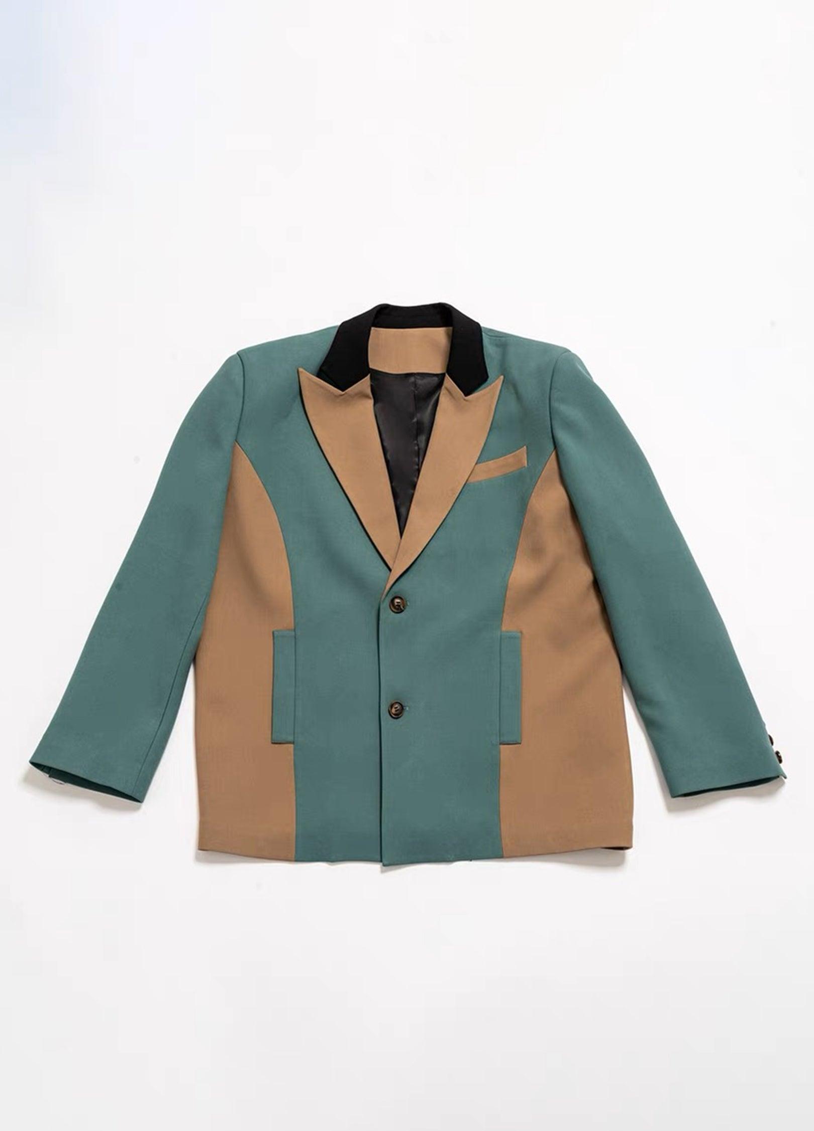 Retro Two-Tone Oversized Blazer - chiclara