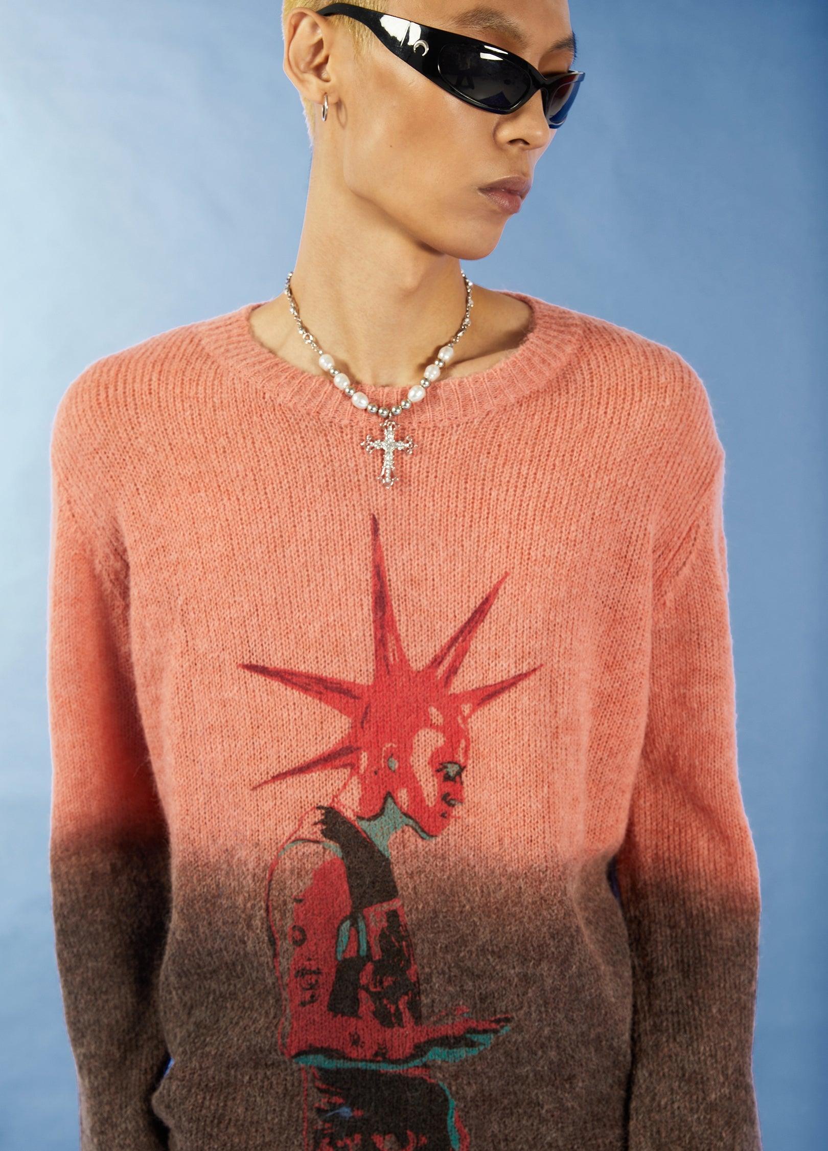 Punk Gradient Mohair Knit Sweater - chiclara