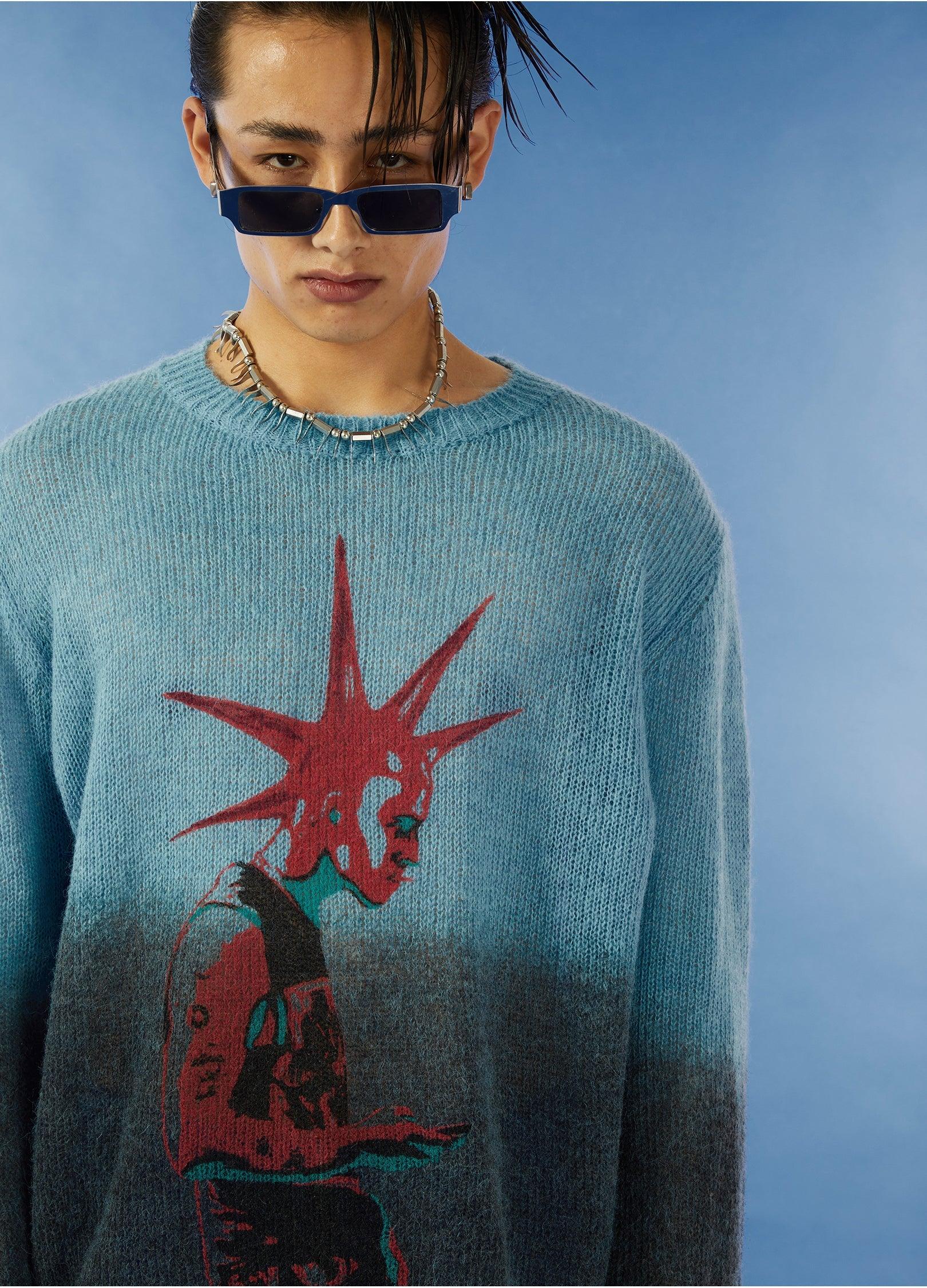 Punk Gradient Mohair Knit Sweater - chiclara