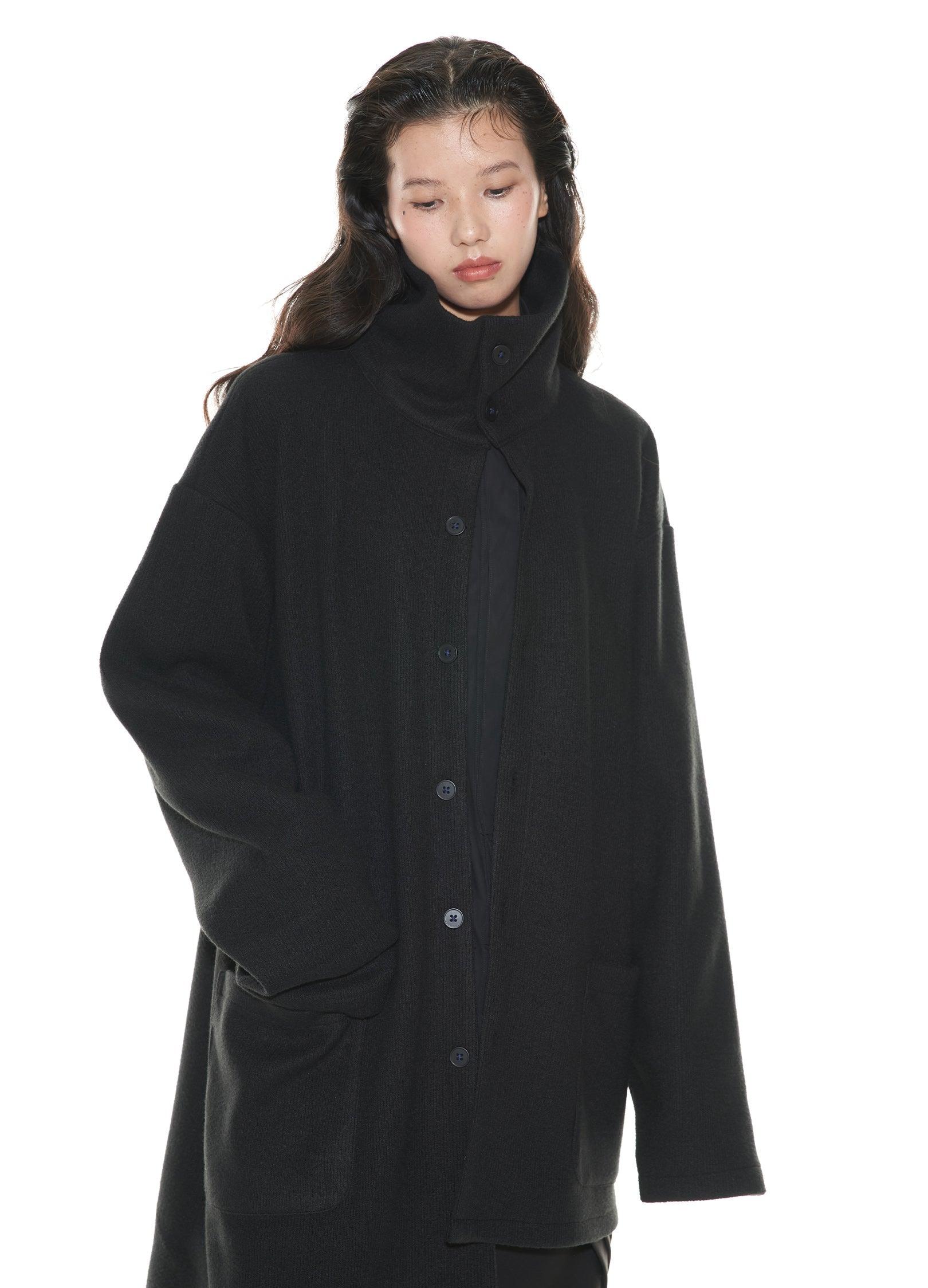 Asymmetrical Stand Collar Overcoat by VAPOUR BLUE - chiclara