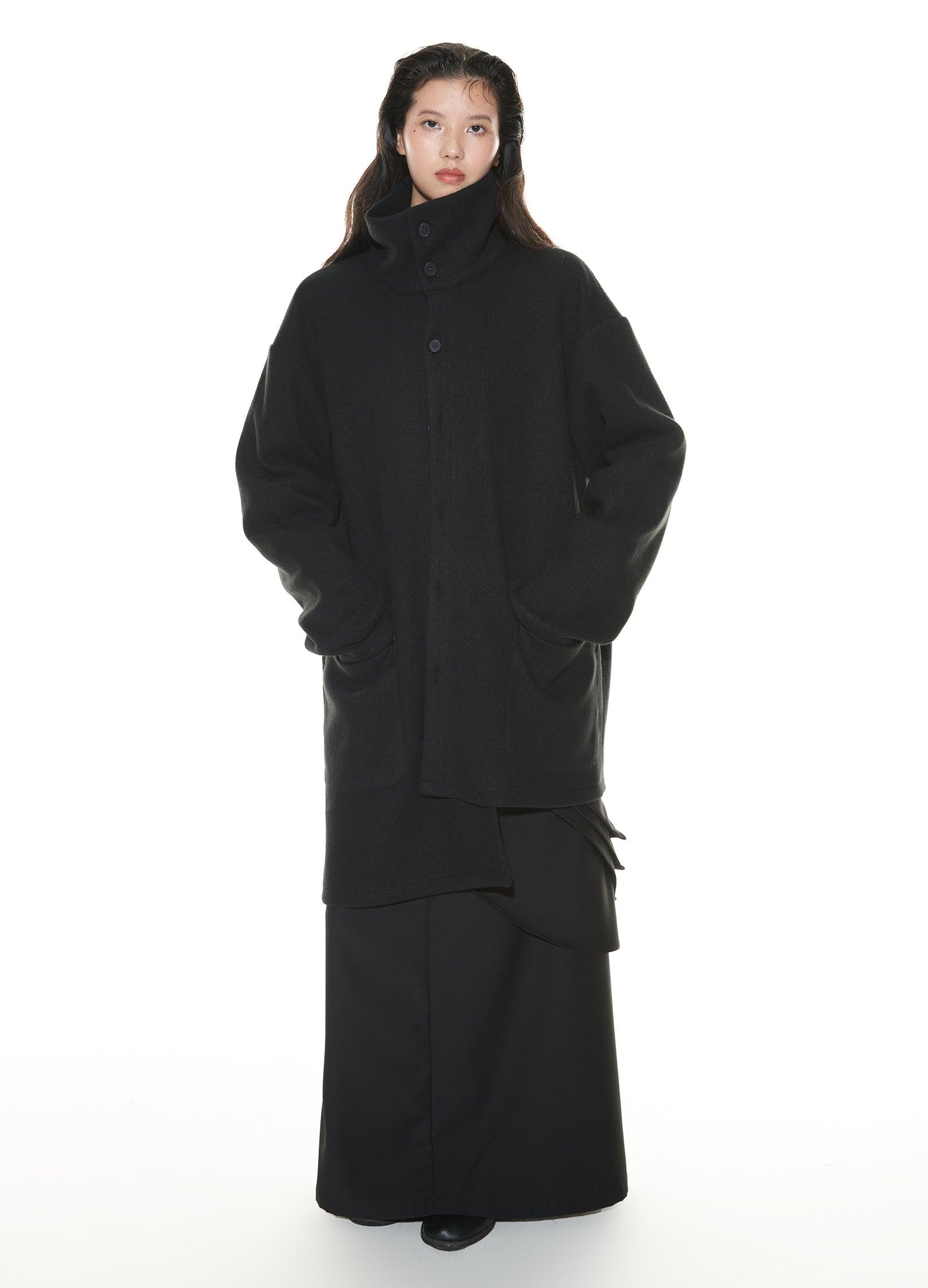 Asymmetrical Stand Collar Overcoat by VAPOUR BLUE - chiclara