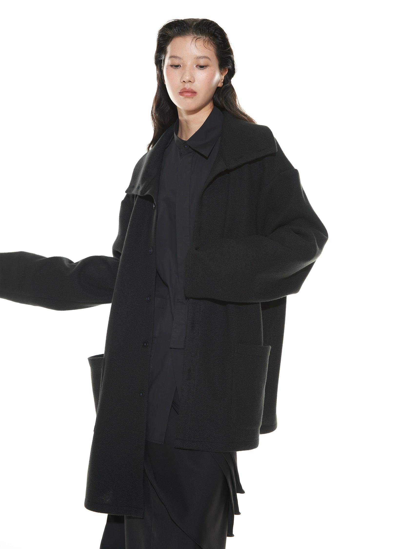 Asymmetrical Stand Collar Overcoat by VAPOUR BLUE - chiclara