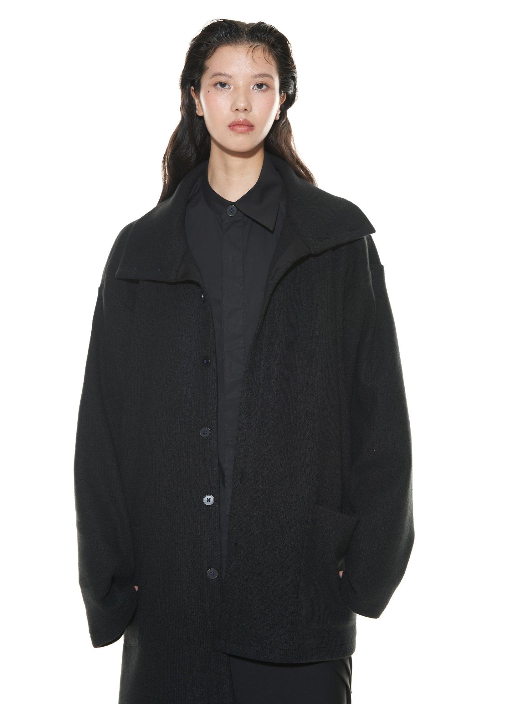 Asymmetrical Stand Collar Overcoat by VAPOUR BLUE - chiclara