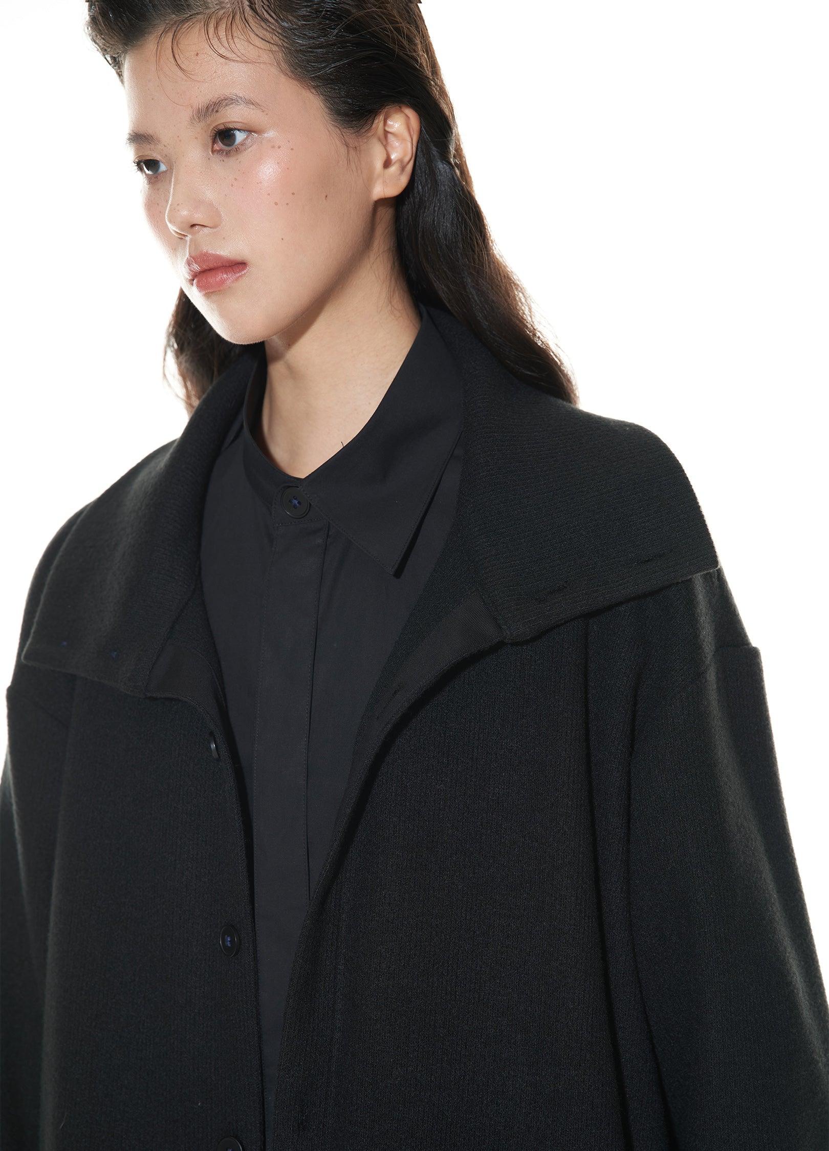 Asymmetrical Stand Collar Overcoat by VAPOUR BLUE - chiclara