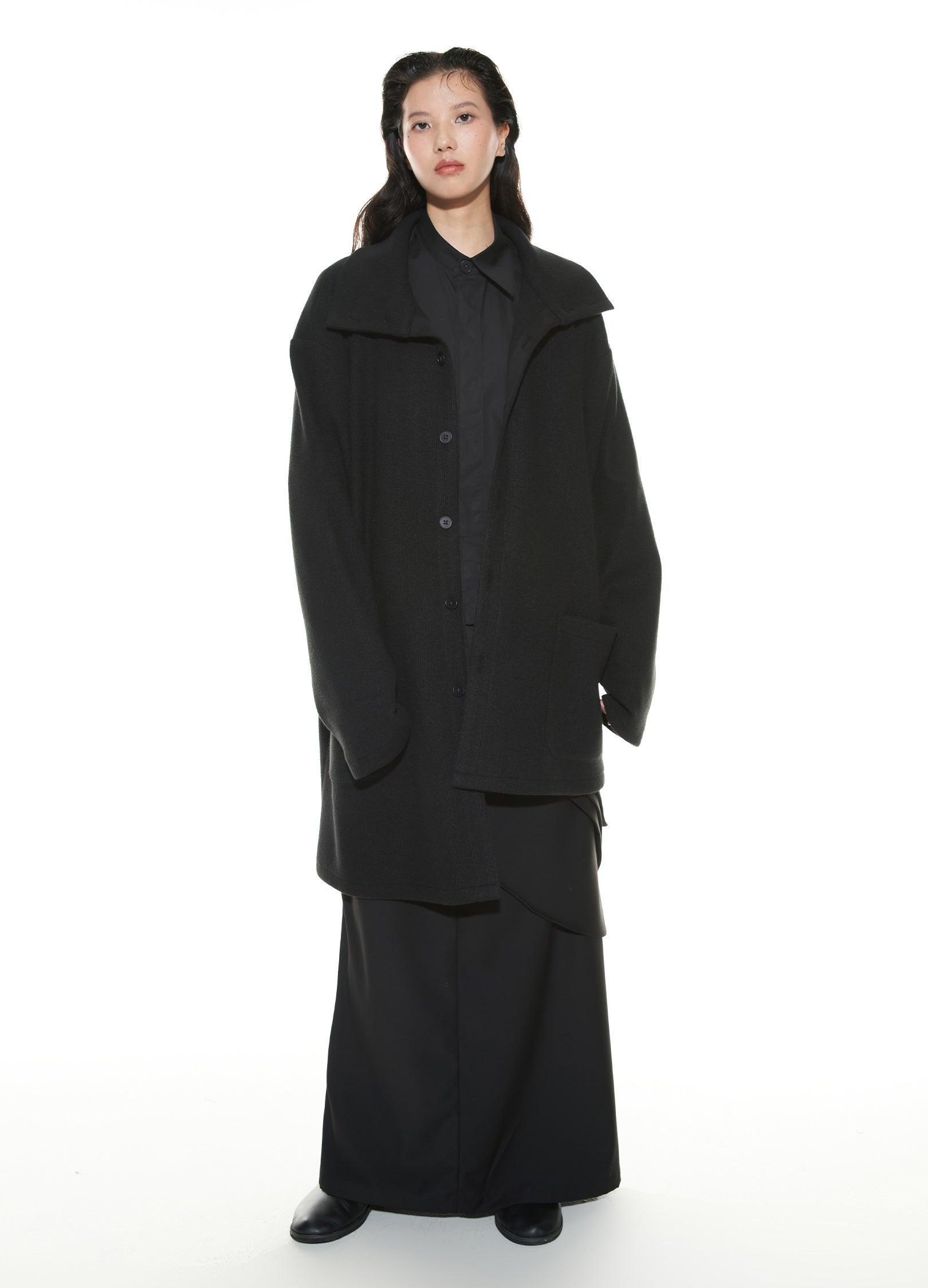 Asymmetrical Stand Collar Overcoat by VAPOUR BLUE - chiclara