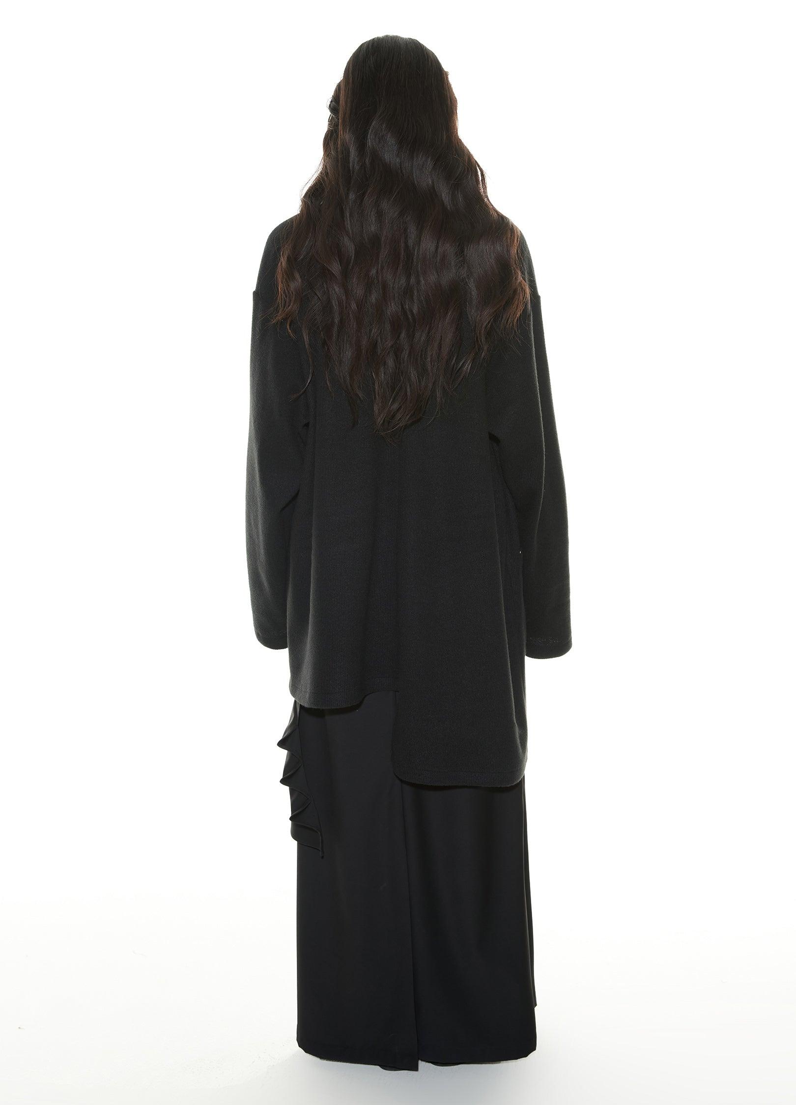 Asymmetrical Stand Collar Overcoat by VAPOUR BLUE - chiclara