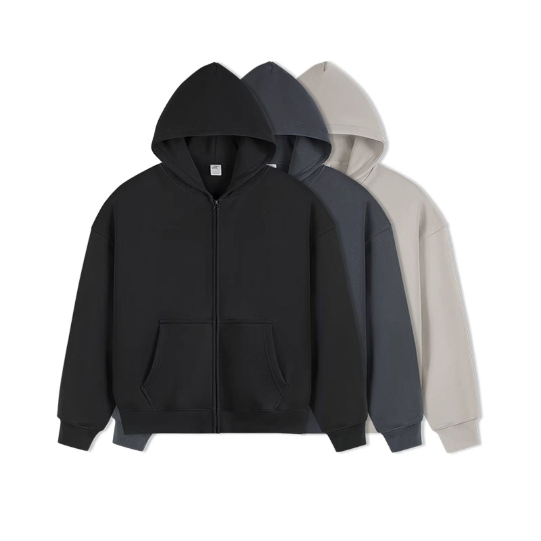 Zip-Up Hoodie in Heavy Weight Fabric - chiclara