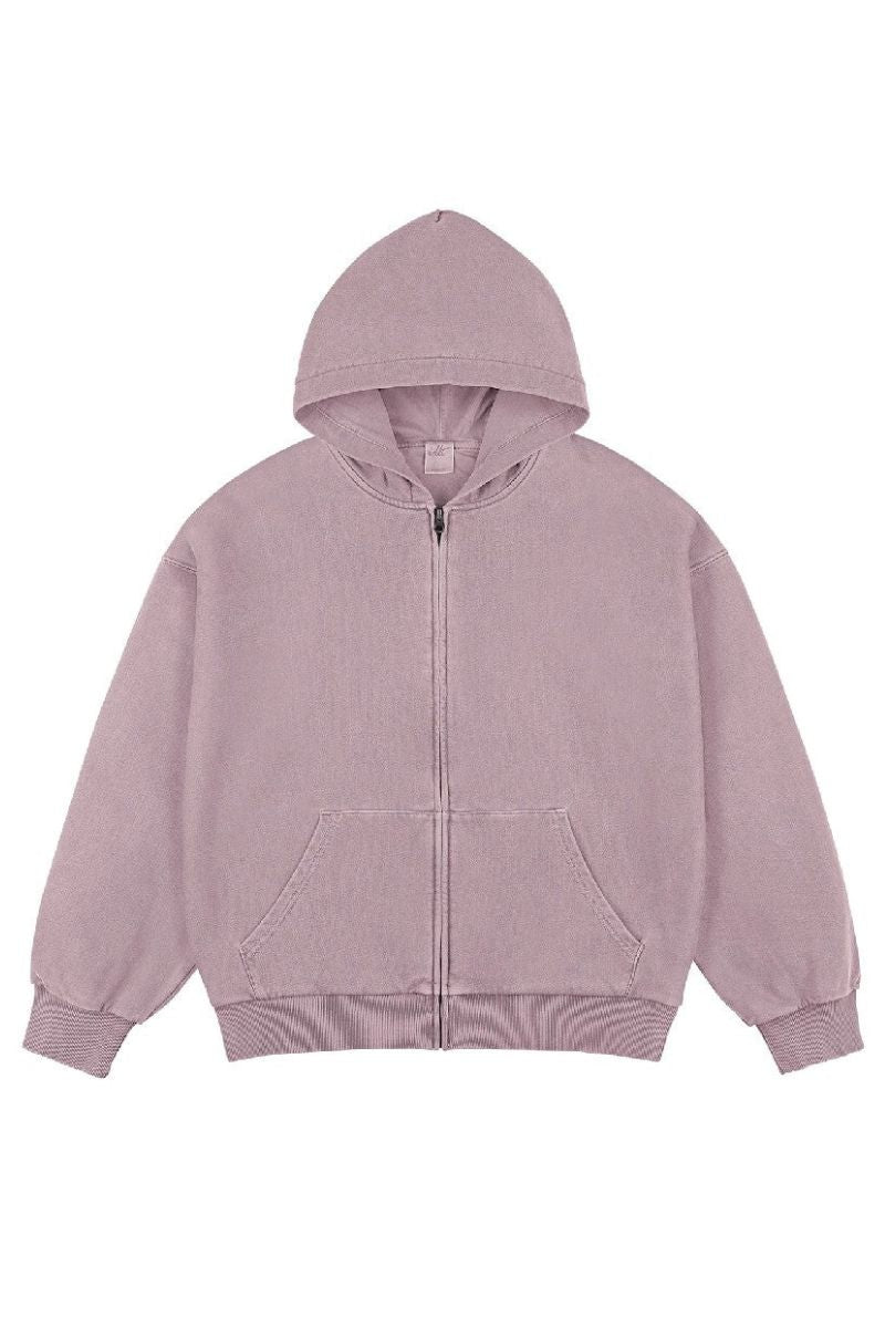 Vintage Faded Zip-Up Hoodie - chiclara