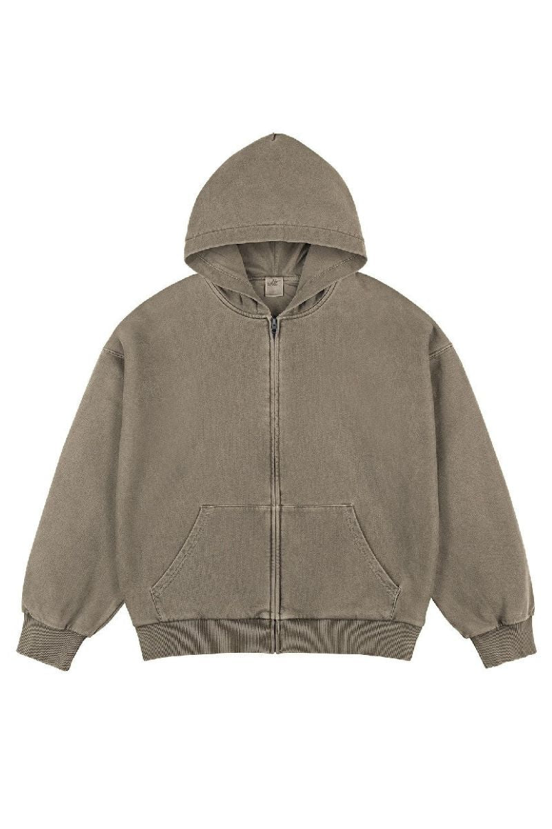 Vintage Faded Zip-Up Hoodie - chiclara