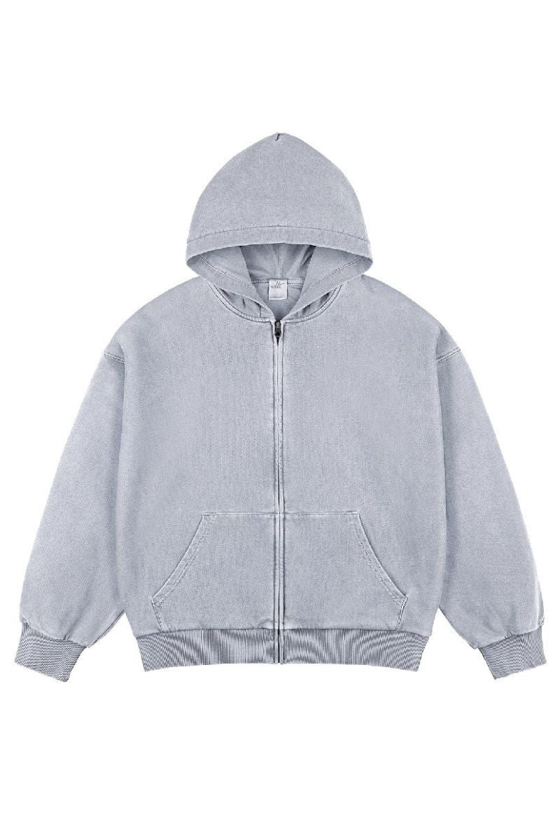 Vintage Faded Zip-Up Hoodie - chiclara