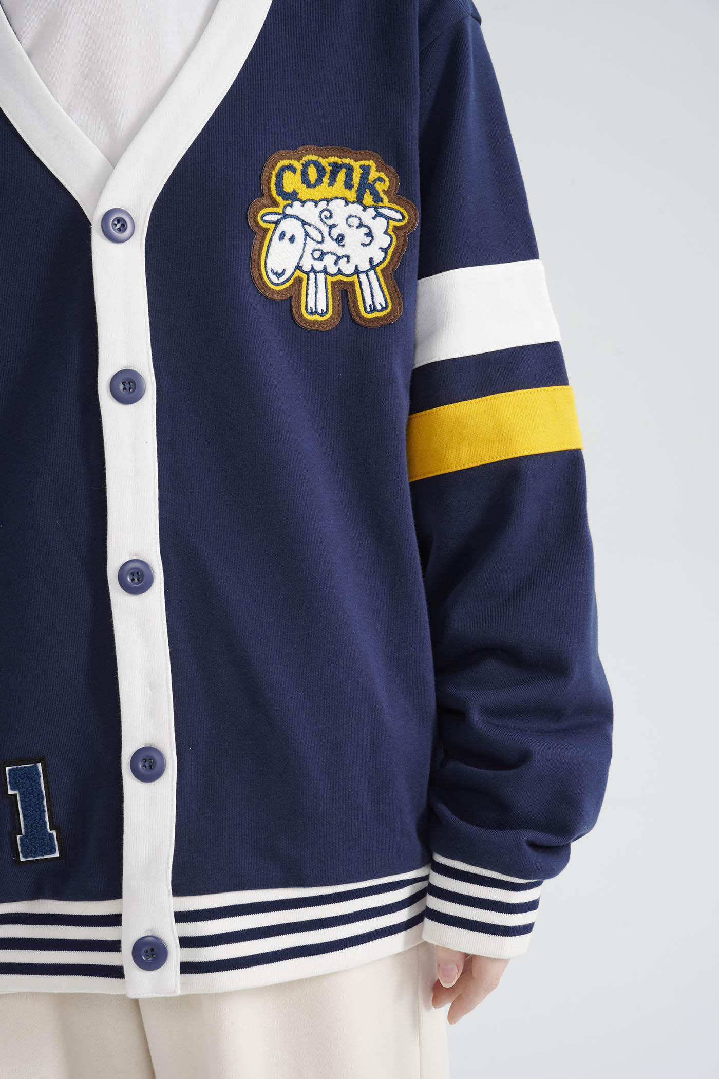 Navy Varsity Sheep Cardigan