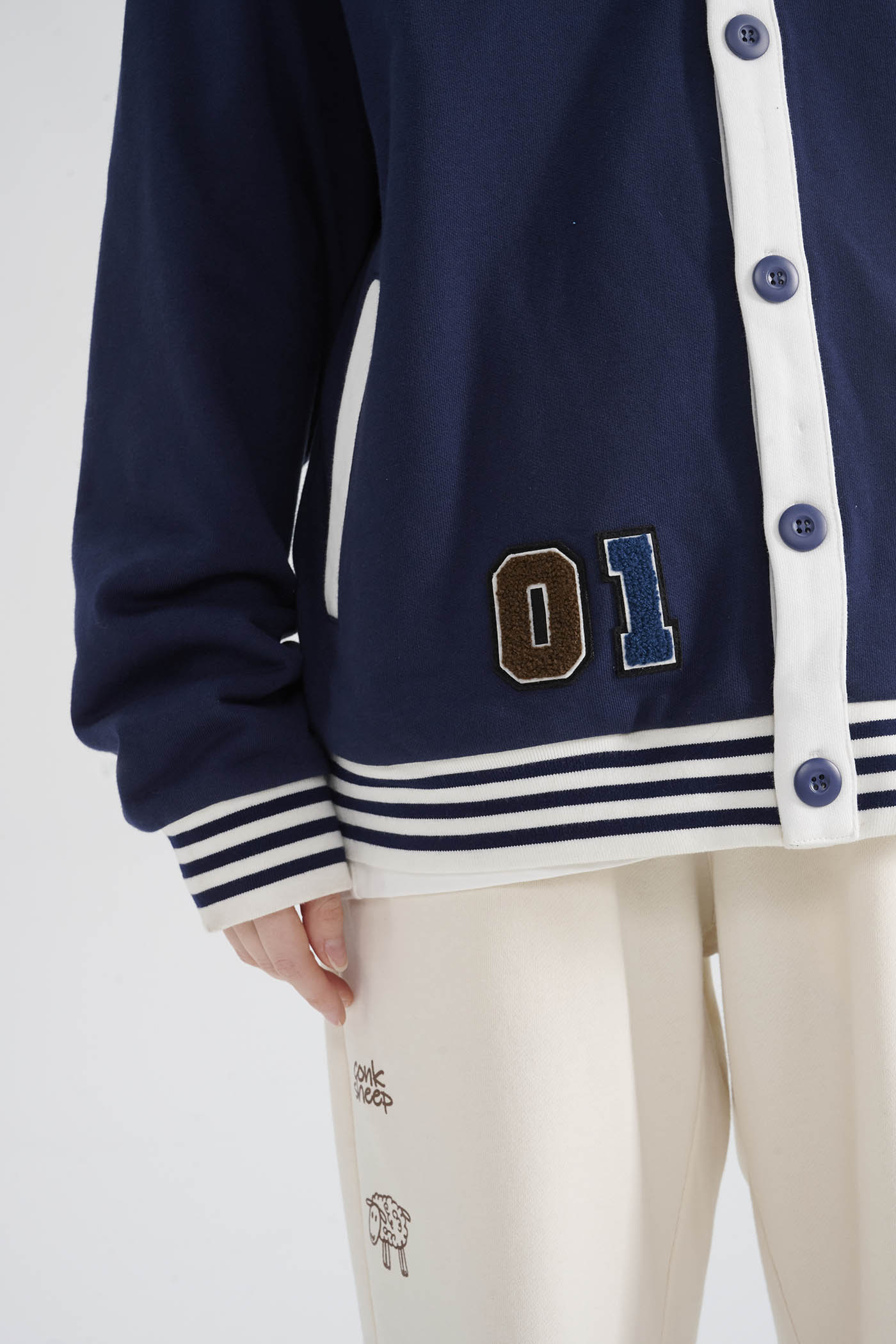 Navy Varsity Sheep Cardigan