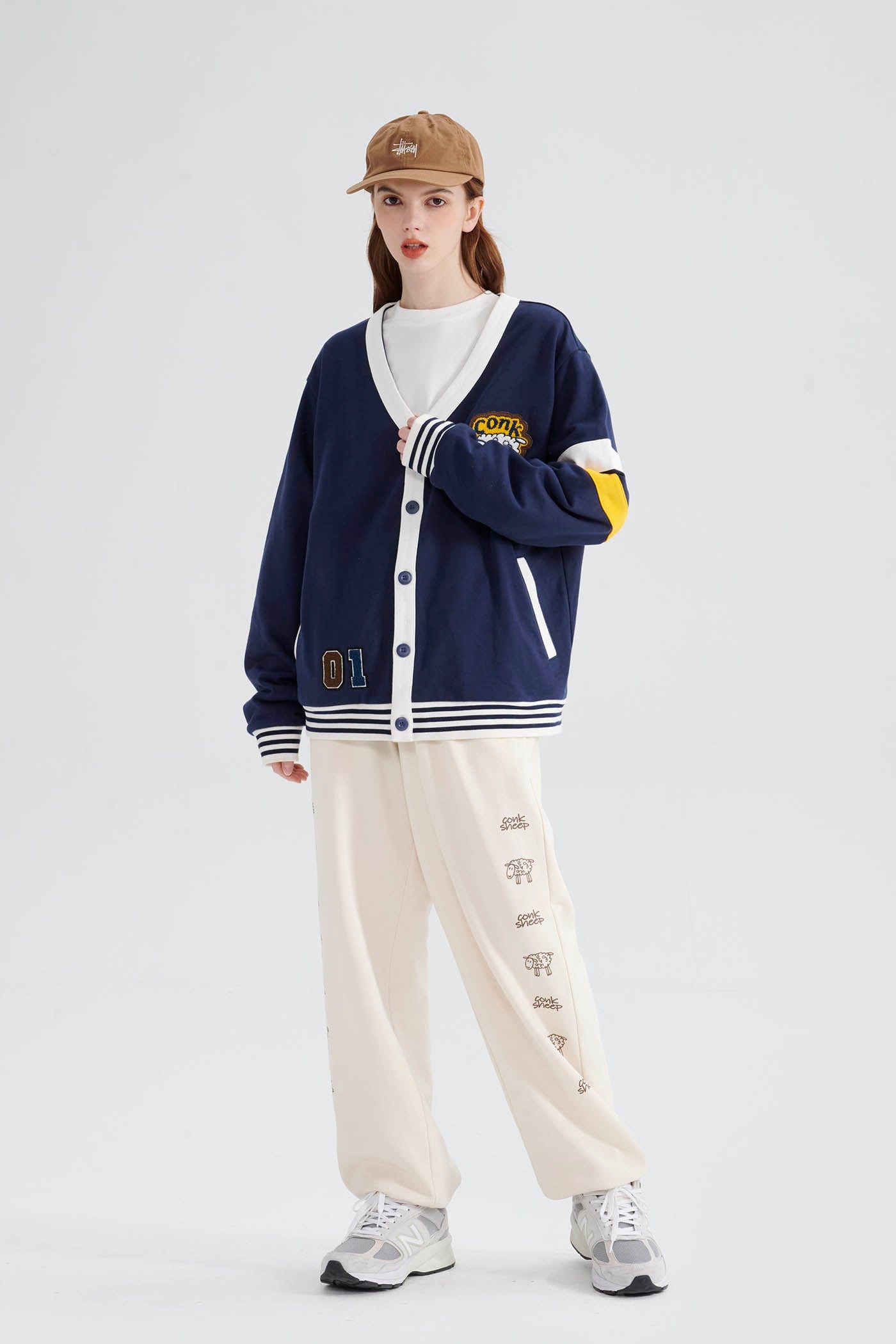 Navy Varsity Sheep Cardigan