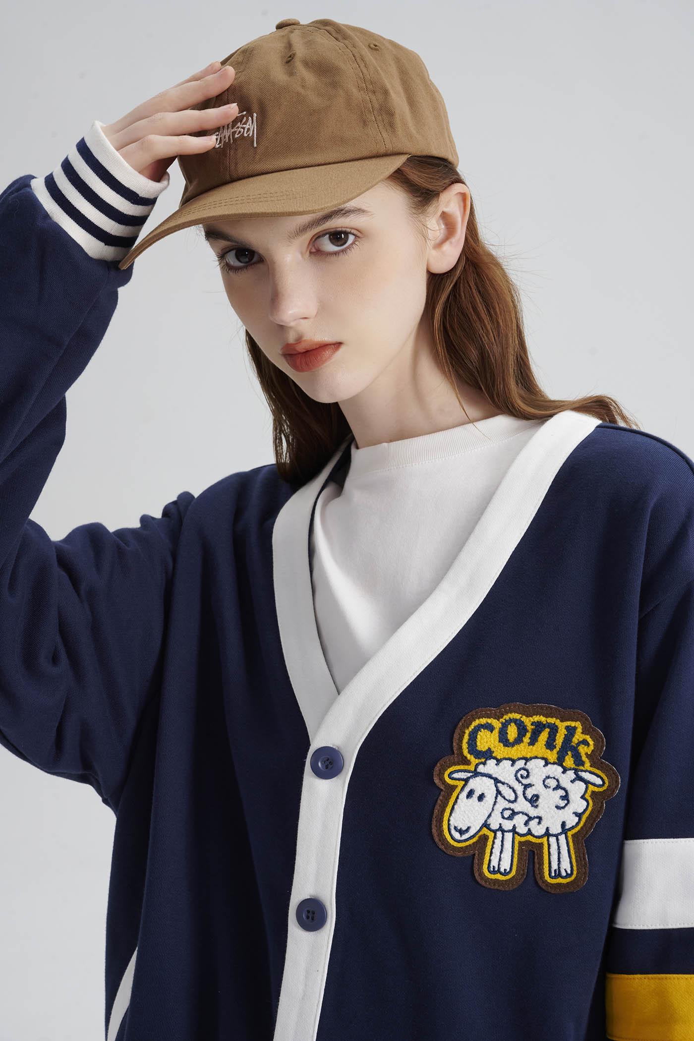 Navy Varsity Sheep Cardigan