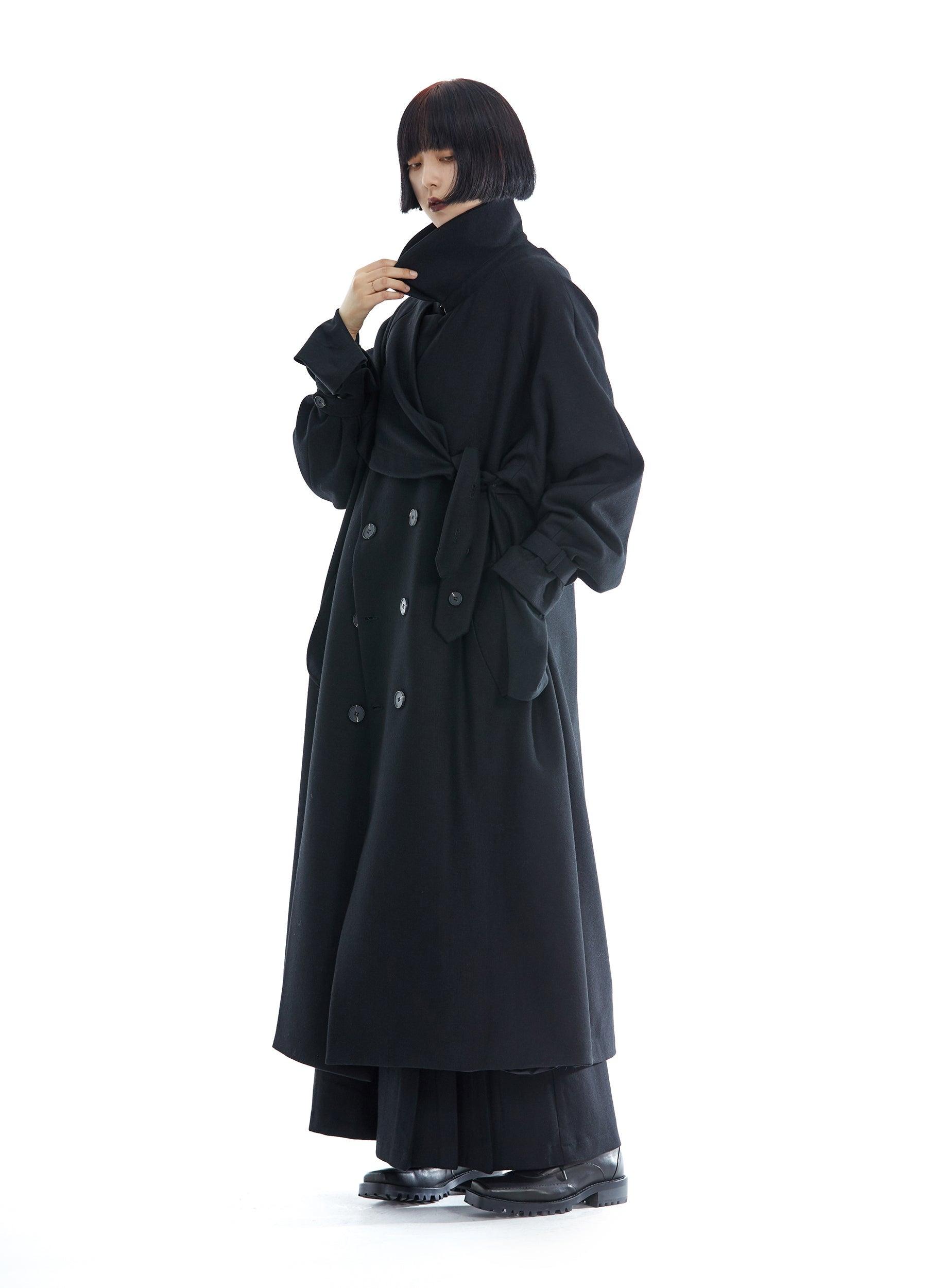 Unisex Wool Blend Oversized Double-Breasted Overcoat - chiclara