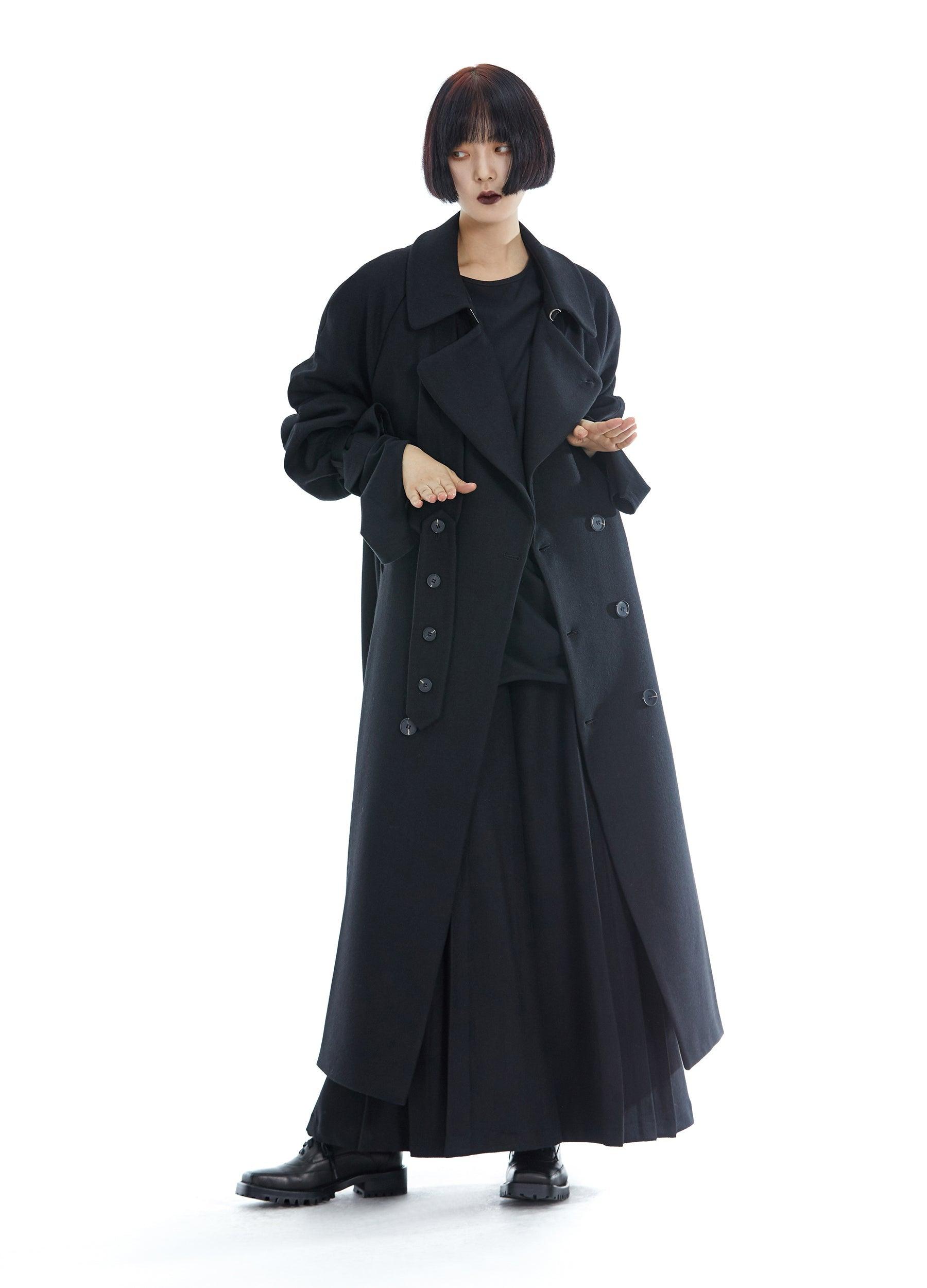 Unisex Wool Blend Oversized Double-Breasted Overcoat - chiclara