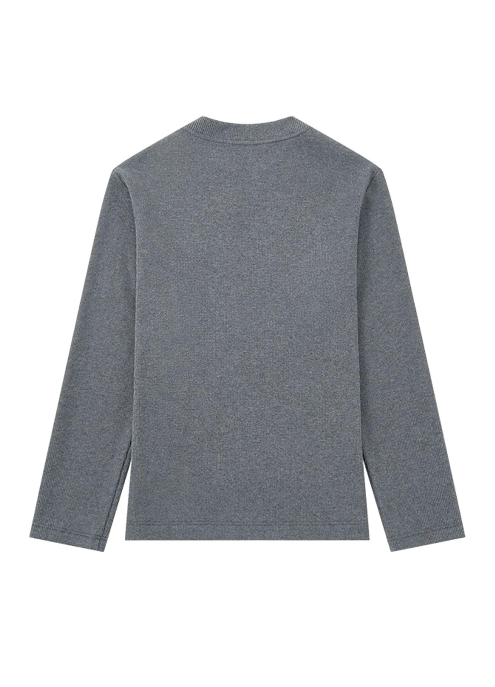 Vintage V-Neck Rib Knit Long Sleeve by OPICLOTH - chiclara